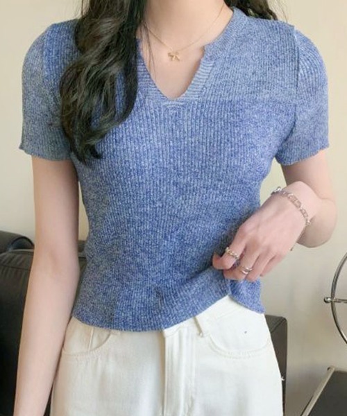 shoppinggo tシャツ サマーニット へそ出し トップス Vネック shoppinggo tシャツ サマーニット へそ出し トップス Vネック