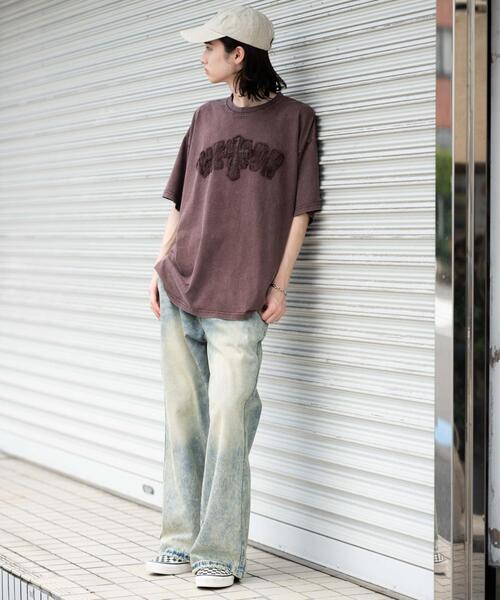 WEGO（ウィゴー） tシャツ WEGO/スノーウォッシュダメージアップリケT