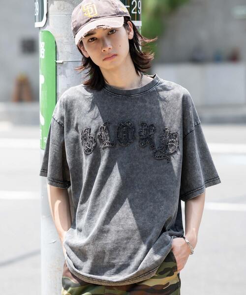WEGO（ウィゴー） tシャツ WEGO/スノーウォッシュダメージアップリケT