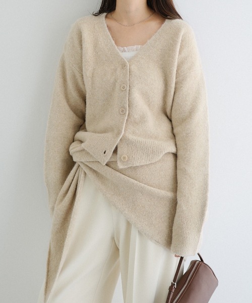 【beige】リボンデザインカーディガン Mimiange ゆるリボンカーディガン beige | i'm cute for me