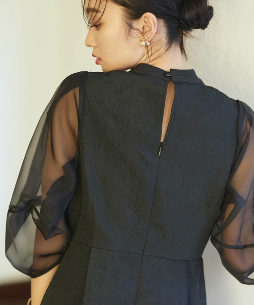 「RUIRUE BOUTIQUE」 7分袖ワンピース 3L ネイビー レディース