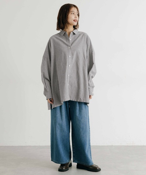 【週末限定お値下げ❗️】ナゴンスタンス loose shirt シャツ　グレー v‐neck cardigan（470HA480－1290