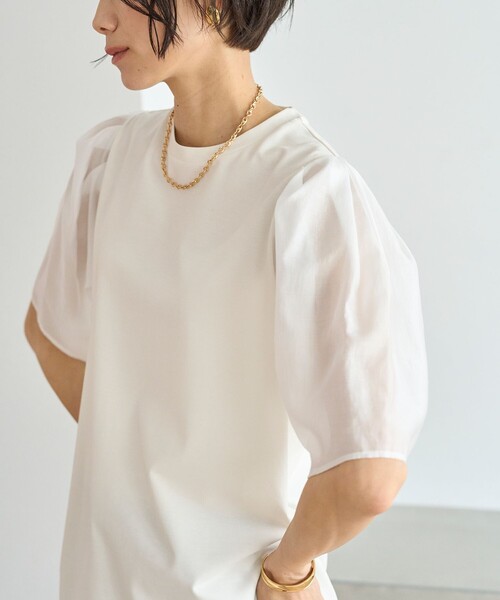 「UNFILO」 半袖カットソー LARGE ネイビー レディース_画像4