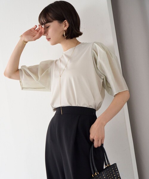 「UNFILO」 半袖カットソー LARGE ネイビー レディース_画像9