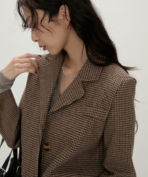 NUJOH ジャケット テーラードジャケット Tailored Brown Houndstooth