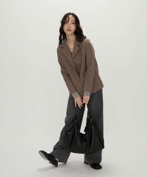 NUJOH ジャケット テーラードジャケット Tailored Brown Houndstooth