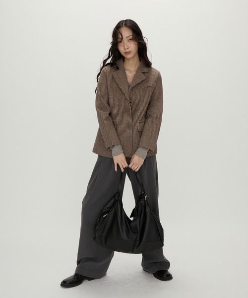 NUJOH ジャケット テーラードジャケット Tailored Brown Houndstooth