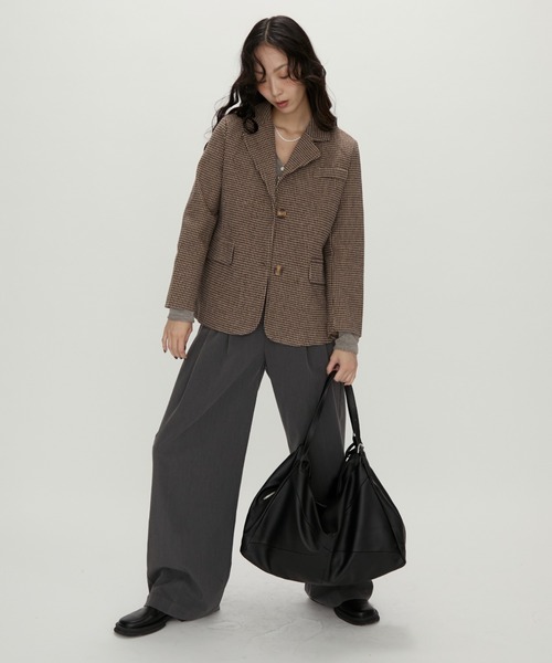 NUJOH ジャケット テーラードジャケット Tailored Brown Houndstooth