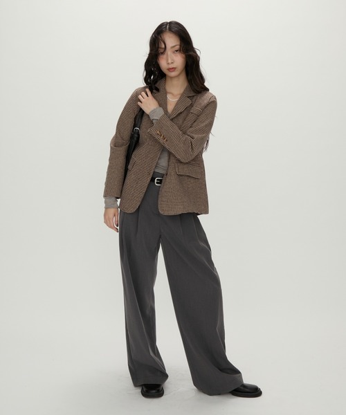 NUJOH ジャケット テーラードジャケット Tailored Brown Houndstooth
