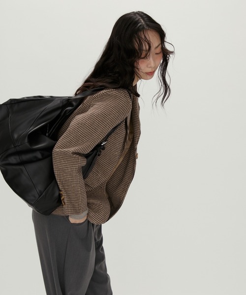 NUJOH ジャケット テーラードジャケット Tailored Brown Houndstooth
