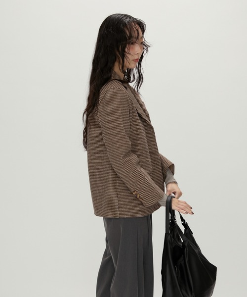 NUJOH ジャケット テーラードジャケット Tailored Brown Houndstooth