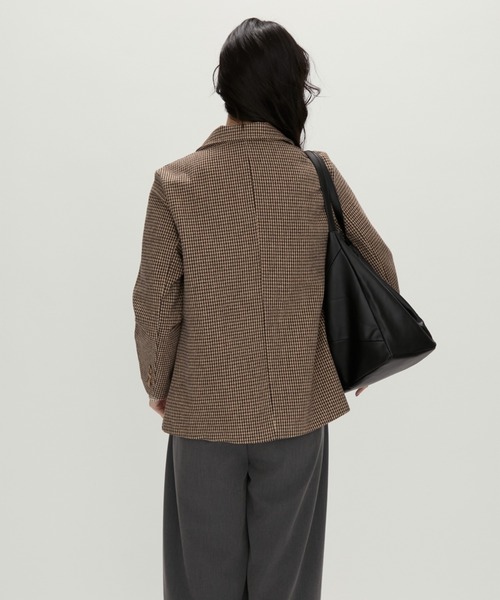NUJOH ジャケット テーラードジャケット Tailored Brown Houndstooth