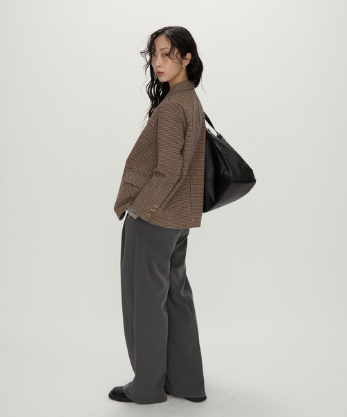ブラウン テーラードジャケット NUJOH ジャケット テーラードジャケット Tailored Brown Houndstooth