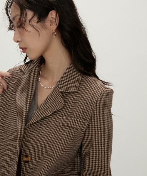 NUJOH ジャケット テーラードジャケット Tailored Brown Houndstooth