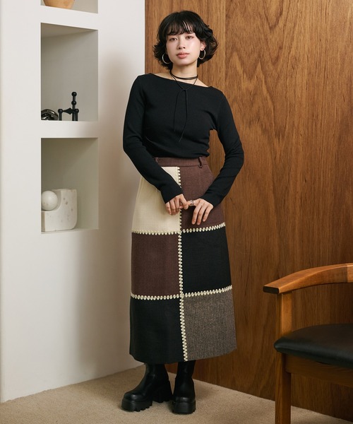 KARITAI パッチワークロングスカート パッチワークタックロングスカート | EDGE OF LINE｜ONLINE STORE