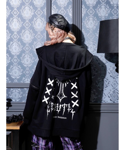 【クリーニング済】PUTUMAYO うさ耳 2WAYパーカー 長袖・半袖兼用 NOEMIE（ノエミー） パーカー 2WAYうさ耳ユニセックスZIP裏毛パーカー