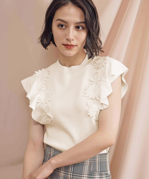 「NOELA」 ノースリーブニット フリー ベージュ レディース_画像2