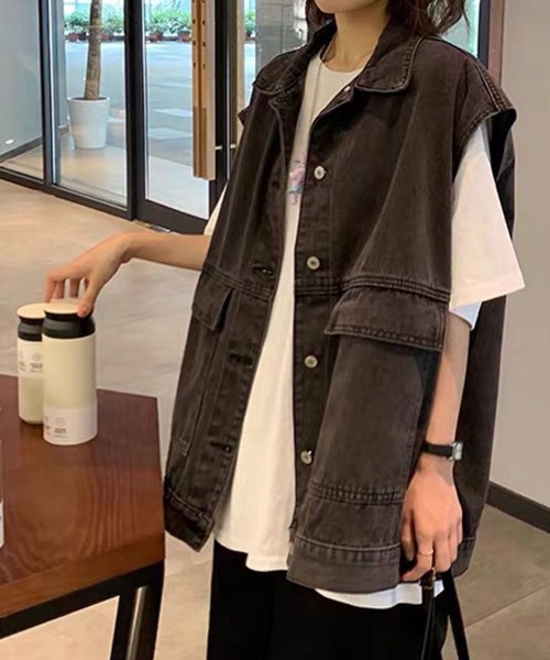 「meJane」 デニムジャケット FREE ブルー レディース_画像6