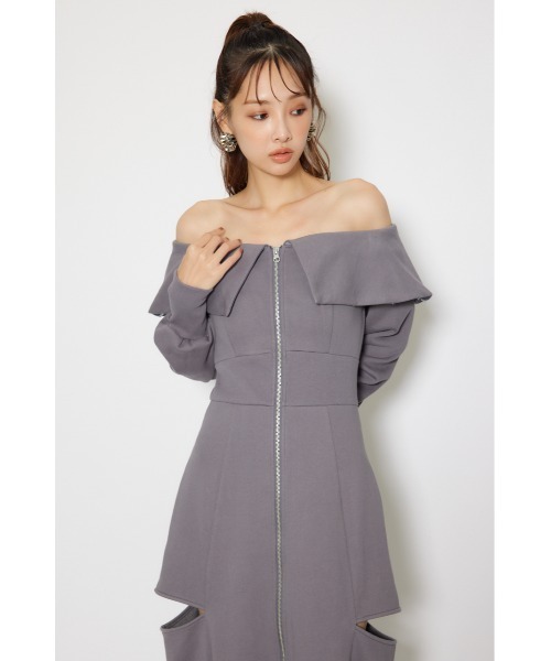 rienda（リエンダ） ワンピース フェイクファー付きカッティング裏起毛