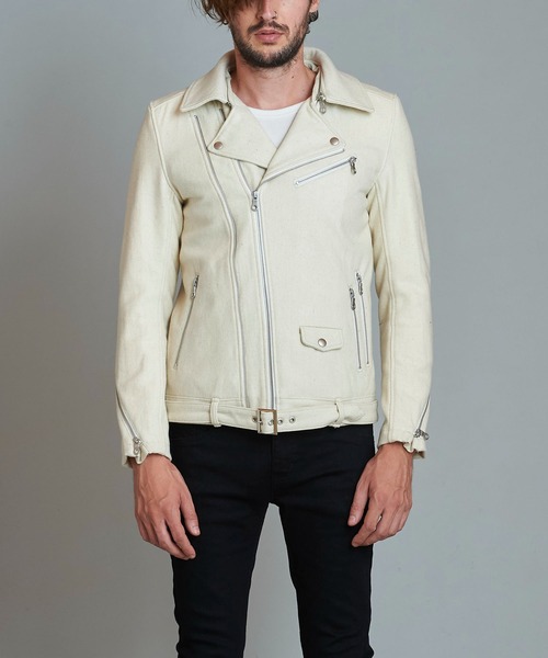 「NO ID.」 ライダースジャケット 2 グリーン メンズ_画像2