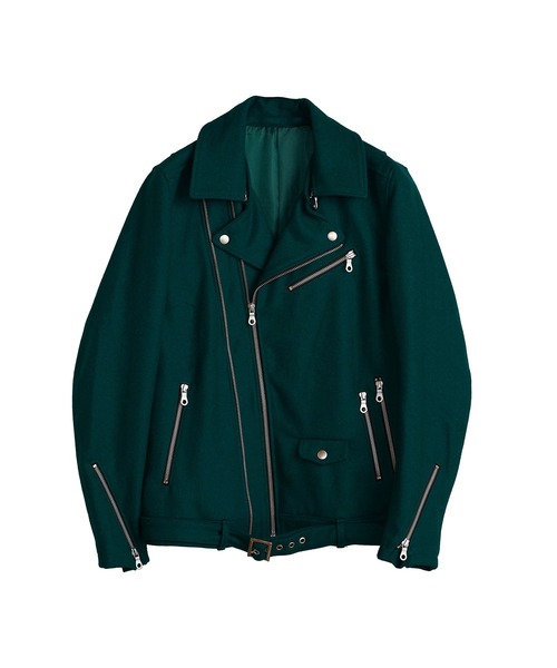 「NO ID.」 ライダースジャケット 2 グリーン メンズ_画像5