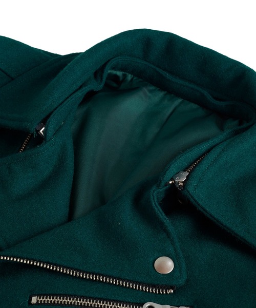 「NO ID.」 ライダースジャケット 2 グリーン メンズ_画像7