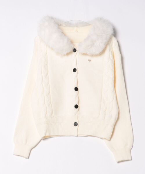 AsRiRe カーディガン フェイクファー付き ニットカーディガン