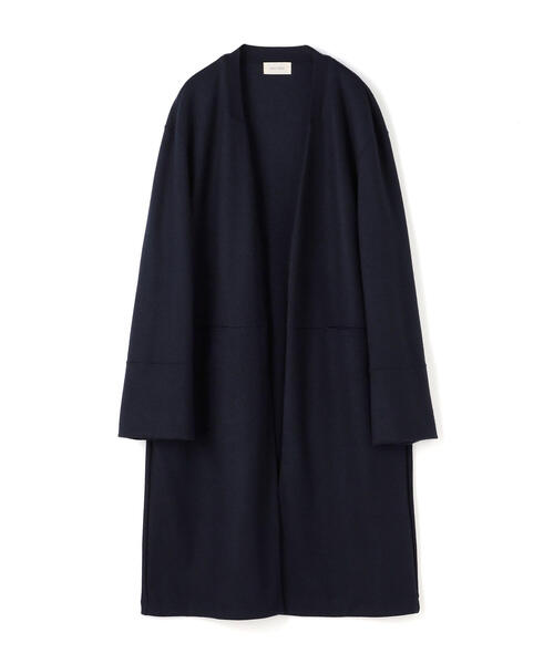 期間限定価格_TOMORROWLAND_上質ノーカラーコート_ネイビー TOMORROWLAND（トゥモローランド） ノーカラーコート FREE ネイビー