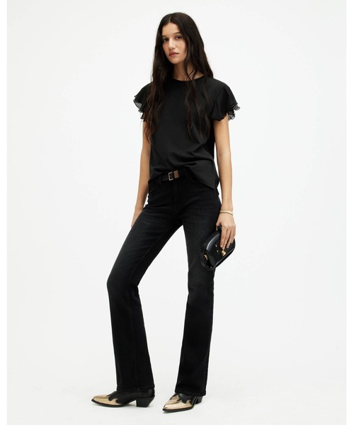 「ALLSAINTS」 半袖カットソー 6 ブラック レディース_画像4