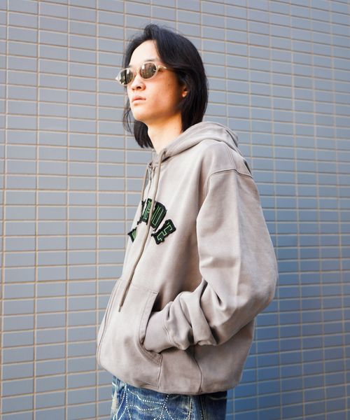 WOKE EDGE（ウォークエッジ） パーカー Faded Embroidery Zip Up