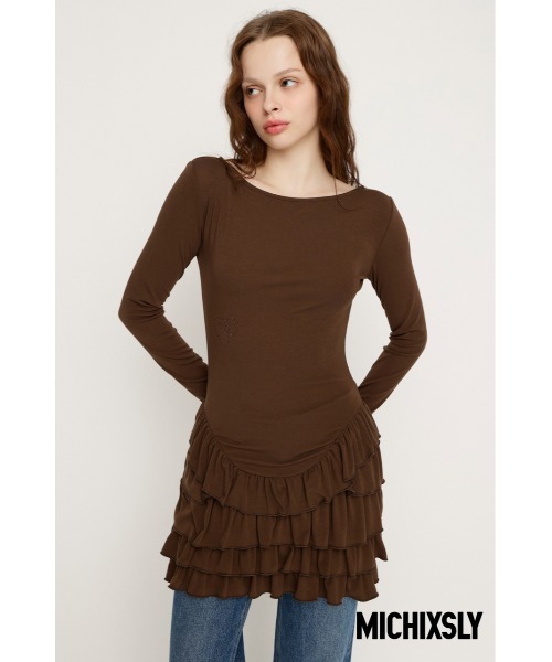 SLY（スライ） tシャツ MICHIXSLY HEM FRILL L/S TOPS ミチスライヘム