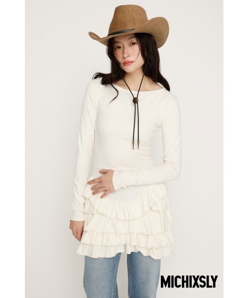 SLY - SLY スライ ロングトップス SLY（スライ） tシャツ MICHIXSLY HEM FRILL L/S TOPS ミチスライヘム