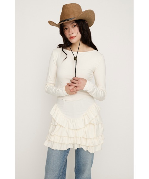 SLY（スライ） tシャツ MICHIXSLY HEM FRILL L/S TOPS ミチスライヘム