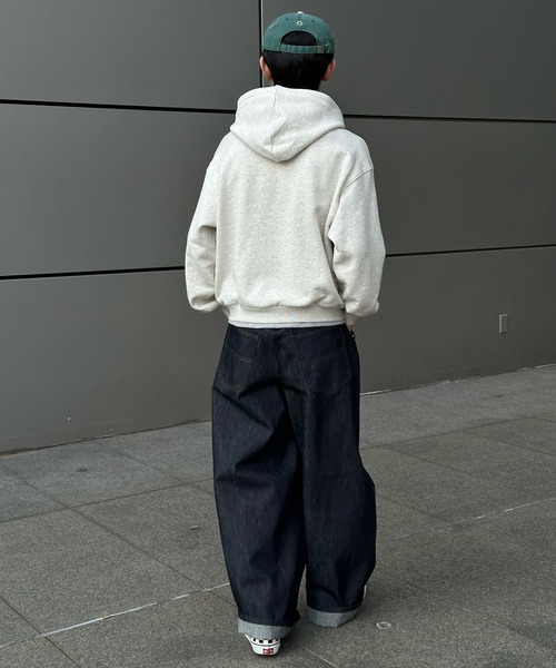 Perushu パーカー Button Layered Double Zip Hoodie ／ボタン