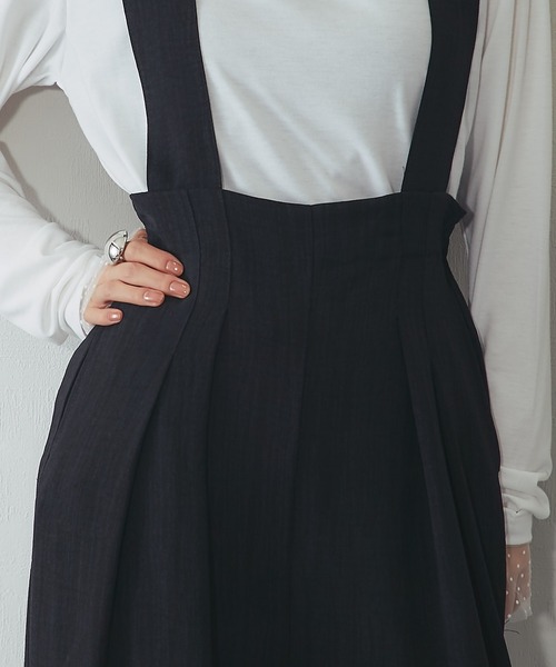 サロペット・オーバーオール・オールインワン l'or I-line Jumper skirt black s サロペット オーバーオール タック入りオールインワン レディース