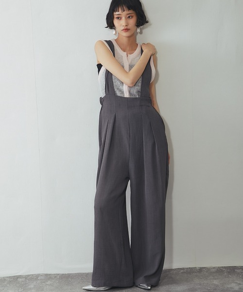 サロペット・オーバーオール・オールインワン ito fukuoka square collar all-in-one. サロペット オーバーオール タック入りオールインワン レディース
