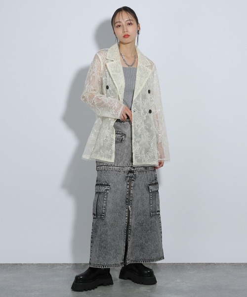 「HARE」 テーラードジャケット FREE ホワイト レディース_画像3