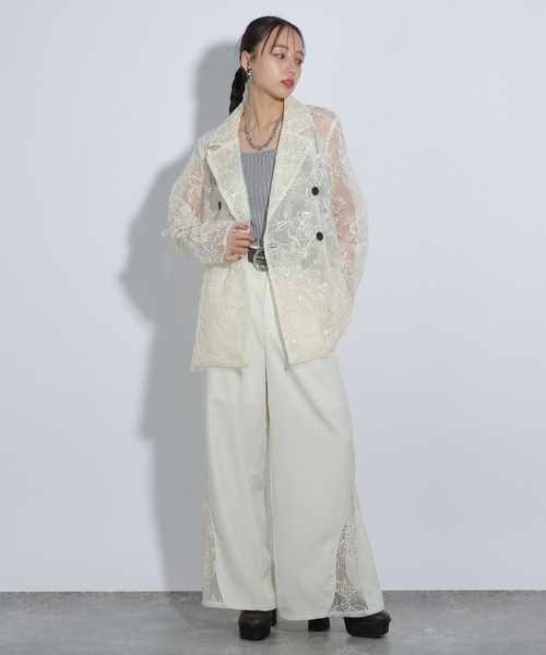 「HARE」 テーラードジャケット FREE ホワイト レディース_画像4