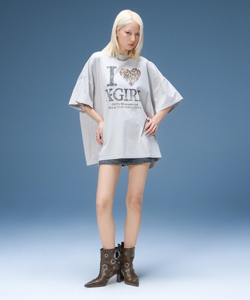ワンピース FADED I LOVE X-GIRL S/S BIG TEE DRESSの画像