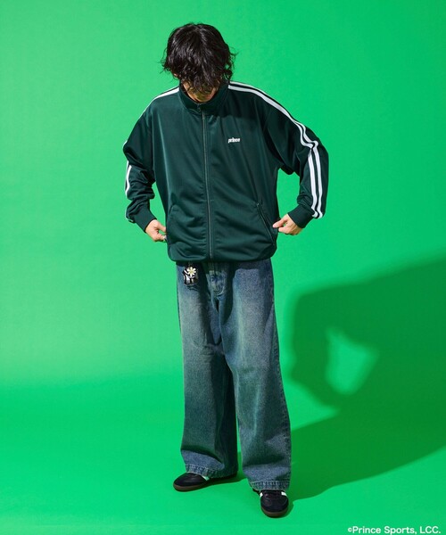  ジャージ 白 緑 L トラックジャケット 花 葉 植物 倉石 東信 ピンフウェア 緑 中 ジャージ メンズ FREAK S STORE ジャージブルゾン