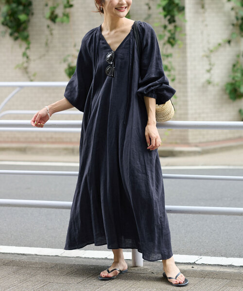 「SLOBE IENA」 7分袖ワンピース 38 イエロー レディースの画像