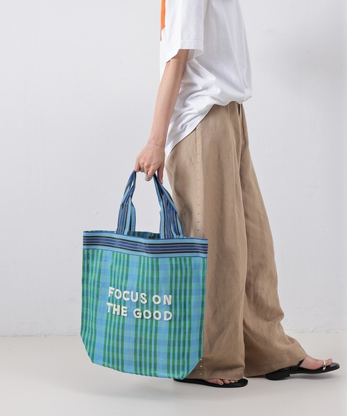 emesuelee トートバッグ 刺繍メッシュトートバッグ レディース