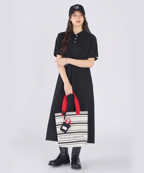 To b. by agnes ワンピース WEBスペシャル ピケ ジャージー 半袖 ポロ
