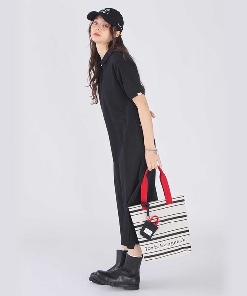 To b. by agnes ワンピース WEBスペシャル ピケ ジャージー 半袖 ポロ