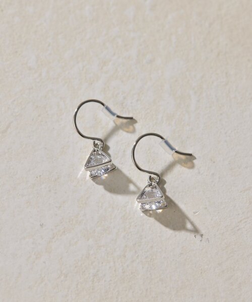 ピアス 三角×ジルコニアピアス レディースの画像