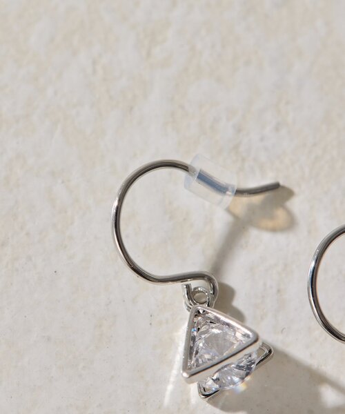 ピアス 三角×ジルコニアピアス レディースの画像