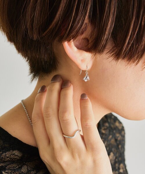 ピアス 三角×ジルコニアピアス レディースの画像