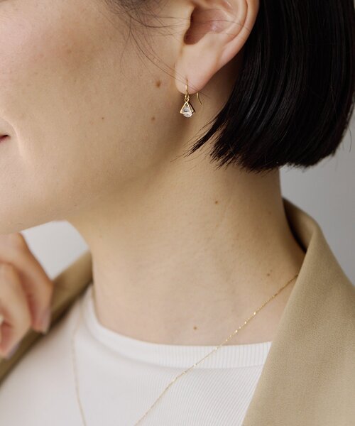 ピアス 三角×ジルコニアピアス レディースの画像