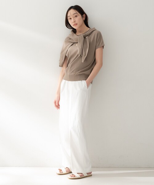 ニット セーター 「9色展開/アンサンブル可/洗える」コットンベーシックニット レディースの画像