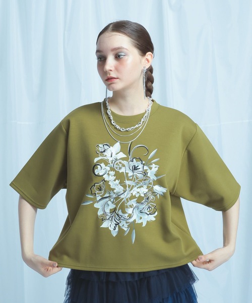tシャツ アートフラワーシシュウTシャツ(HARE) レディースの画像